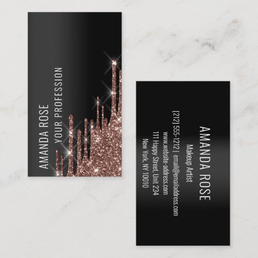 Professional Makeup EyelashEvent Planner Drip Roos Visitekaartje (Voorkant / Achterkant)