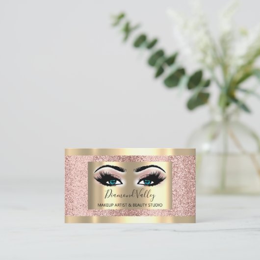 Professional Makeup Gold omhulde blauwe ogen Visitekaartje (Staand voorkant)