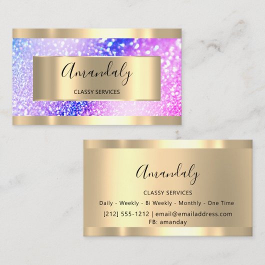 Professional Makeup Holograaf Gold Glitter Roze Visitekaartje (Voorkant / Achterkant)