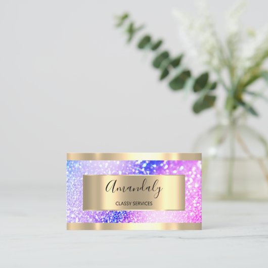 Professional Makeup Holograaf Gold Glitter Roze Visitekaartje (Staand voorkant)