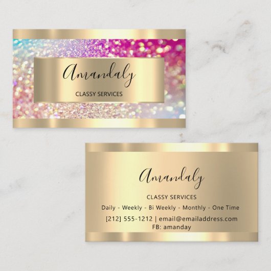 Professional Makeup Holograaf Gold Glitter Roze Visitekaartje (Voorkant / Achterkant)