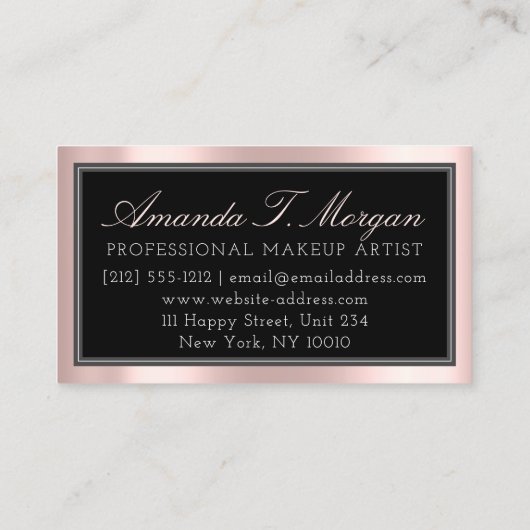 Professional Makeup Lash Extension Brow roze Black Visitekaartje (Achterkant)