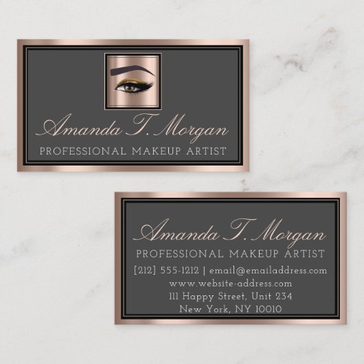 Professional Makeup Lash Extension Elegant Roos Visitekaartje (Voorkant / Achterkant)