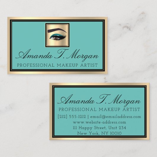 Professional Makeup Lash Extension Eyebrow Blauwgr Visitekaartje (Voorkant / Achterkant)