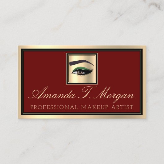 Professional Makeup Lash Extension Eyebrow Burgund Visitekaartje (Voorkant)