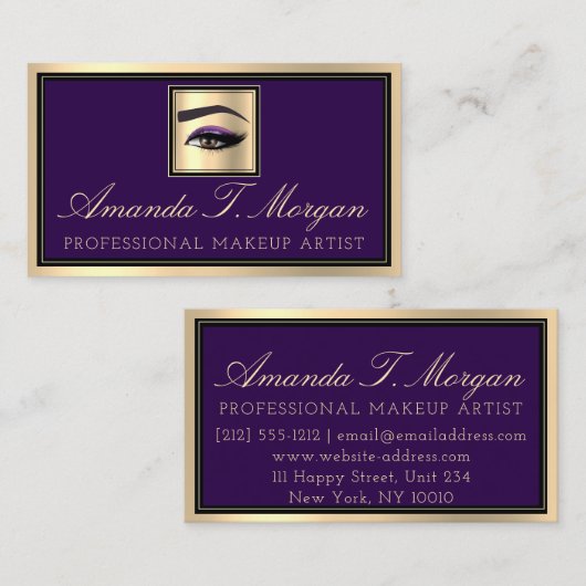 Professional Makeup Lash Extension Eyebrow Violet Visitekaartje (Voorkant / Achterkant)