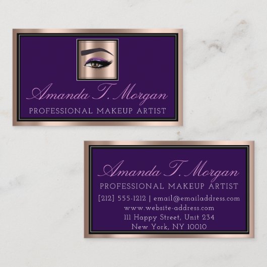 Professional Makeup Lash Extension Roos Paars Visitekaartje (Voorkant / Achterkant)