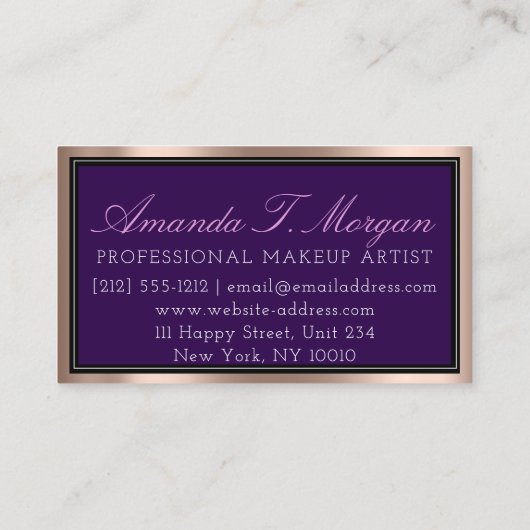 Professional Makeup Lash Extension Roos Paars Visitekaartje (Achterkant)