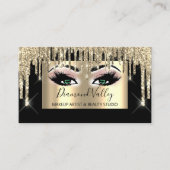 Professional Makeup Lashes Glitter Gold Green Eyes Visitekaartje (Voorkant)