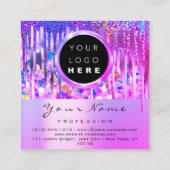 Professional Makeup Logo Lip Holograaf Drip Berry Vierkante Visitekaartje (Achterkant)