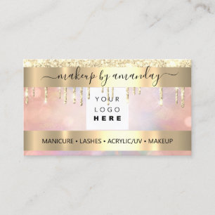 Professional Makeup Nail Logo Gold Drip Visitekaartje