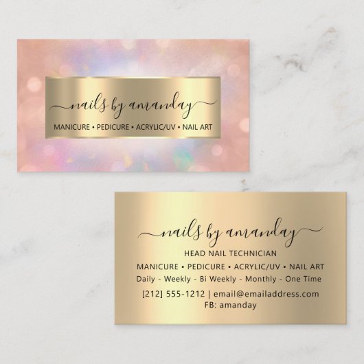 Professional Makeup Nail Technican Roos Holograaf Visitekaartje (Voorkant / Achterkant)