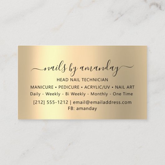 Professional Makeup Nail Technican Roos Holograaf Visitekaartje (Achterkant)