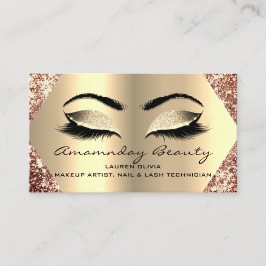 Professional Makeup Nails Appointcard Gold Visitekaartje (Voorkant)