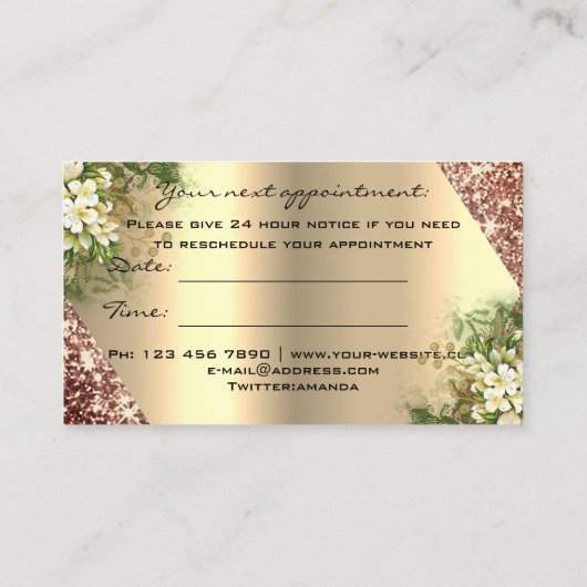 Professional Makeup Nails Appointment Floral Roos Visitekaartje (Achterkant)