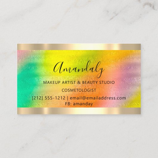 Professional Makeup Nails Lash Gold Holograaf Logo Visitekaartje (Achterkant)