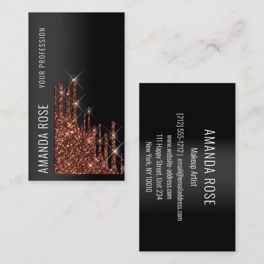 Professional Makeup VIP Event Planner Drip Brown Visitekaartje (Voorkant / Achterkant)