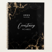 Professional Marble Black Gold Logo Business 2023 Planner (Voorkant)