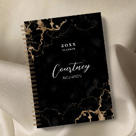 Professional Marble Black Gold Logo Business 2023 Planner