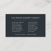 Professional Masonry Bricklayer Brick Company Visitekaartje (Achterkant)