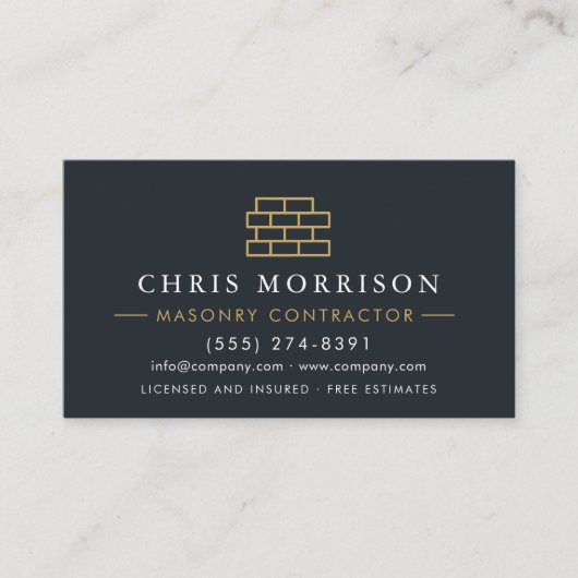 Professional Masonry Bricklayer Brick Visitekaartje (Voorkant)
