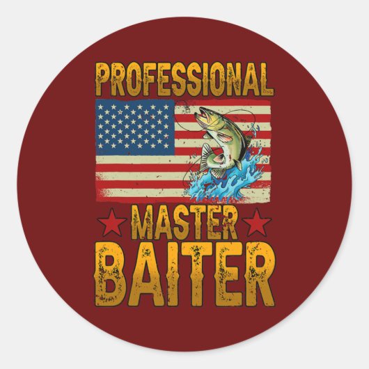 Professional Master Baiter Fisherman American Ronde Sticker (Voorkant)