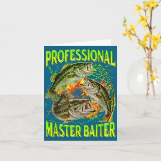 Professional Master Baiter Funny Fishing Meme Boot Kaart (Gele Bloem)
