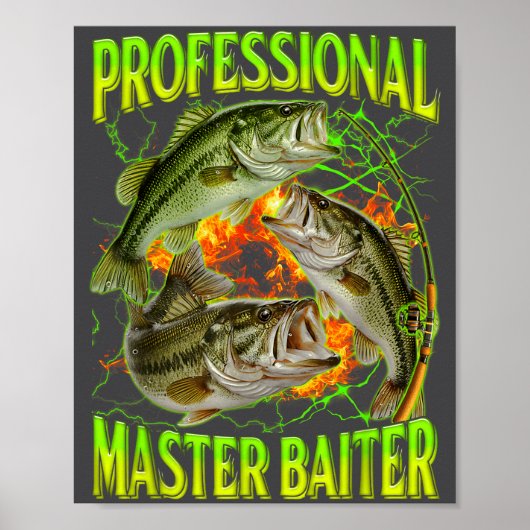 Professional Master Baiter Funny Fishing Meme Boot Poster (Voorkant)