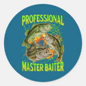Professional Master Baiter Funny Fishing Meme Boot Ronde Sticker (Voorkant)