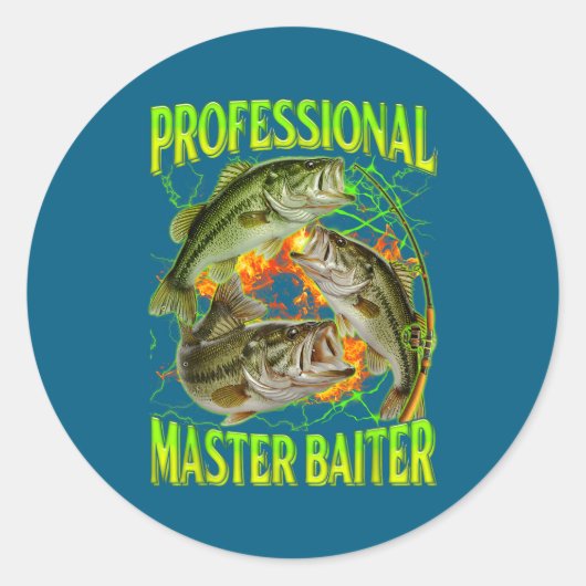 Professional Master Baiter Funny Fishing Meme Boot Ronde Sticker (Voorkant)