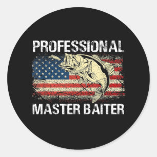 Professional Master Baiter Retro American Flag Ronde Sticker