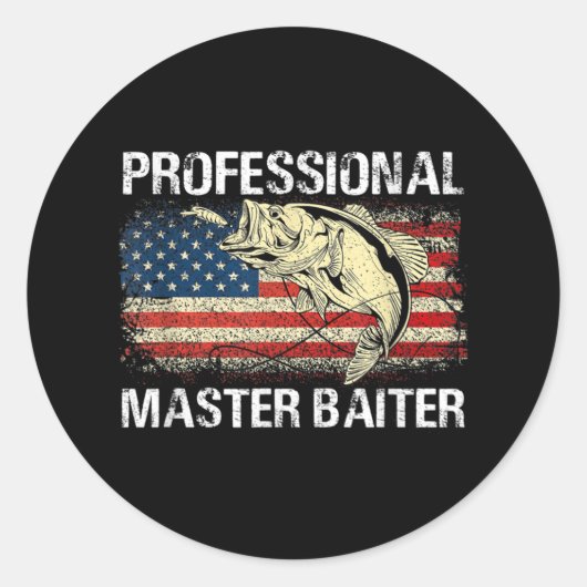 Professional Master Baiter Retro American Flag Ronde Sticker (Voorkant)