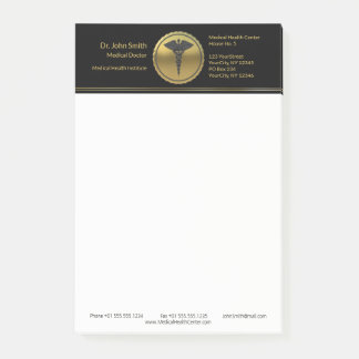 Professional Medical 3D Gold Caduceus Emblem Post-it® Notes