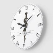Professional Medical Asclepius Black Eenvoudig wit Grote Klok (Hoek)