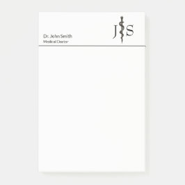 Professional Medical Asclepius Black Eenvoudig wit Post-it® Notes