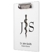 Professional Medical Asclepius Simple Black White Klembord (Links)
