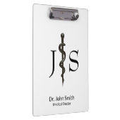 Professional Medical Asclepius Simple Black White Klembord (Rechts)