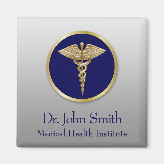 Professional Medical Caduceus Blue Gold Magneet (Voorkant)