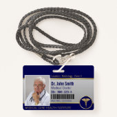 Professional Medical Caduceus Gold Blue Foto ID Badge (Voorkant met draagriem)