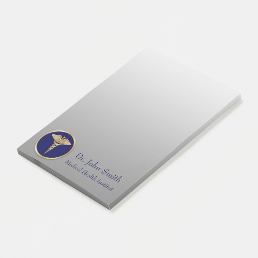 Professional Medical Caduceus Gold Blue Post-it® Notes (Schuin)