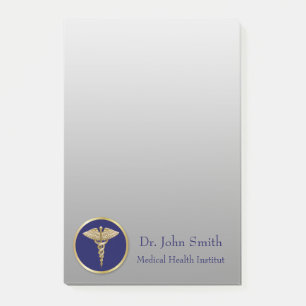 Professional Medical Caduceus Gold Blue Post-it® Notes