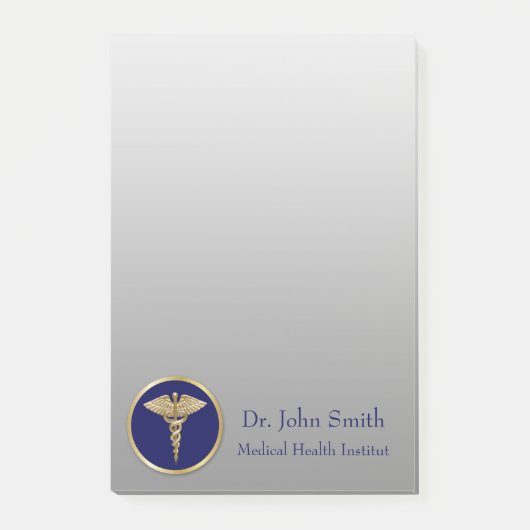 Professional Medical Caduceus Gold Blue Post-it® Notes (Voorkant)