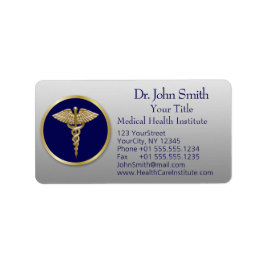Professional Medical Gold Caduceus Blue Etiket