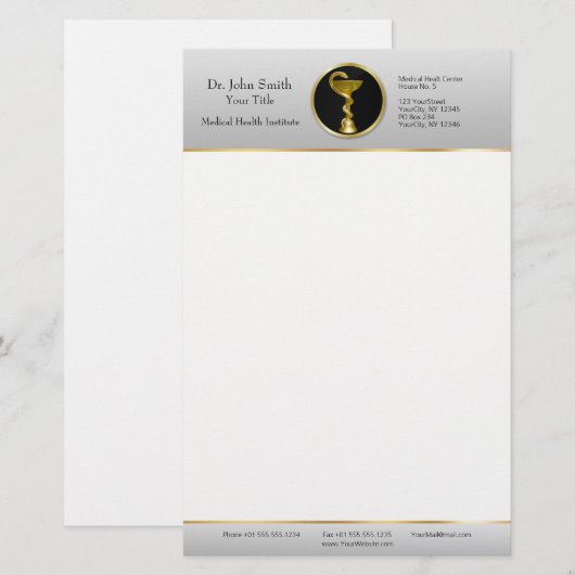 Professional Medical Hygieia Gold Bowl Briefpapier (Voorkant / Achterkant)