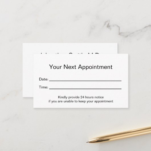 Professional Medical Kantoor Uw Benoemingskaart Afsprakenkaartje (Voorkant / Achterkant in situ)