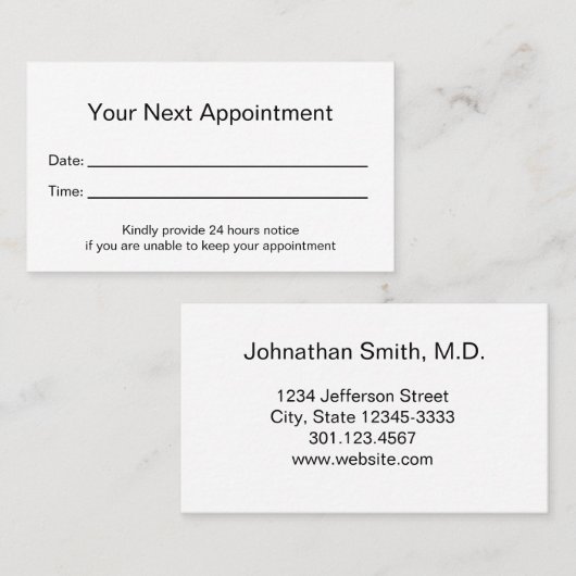 Professional Medical Kantoor Uw Benoemingskaart Afsprakenkaartje (Voorkant / Achterkant)