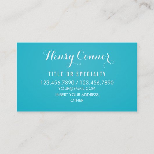 Professional Medium Turquoise  Elegant Visitekaartje (Voorkant)