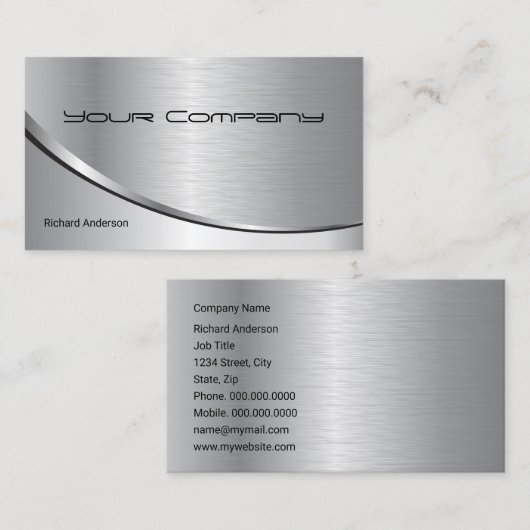 Professional Metal Elegant Modern Silver Black Visitekaartje (Voorkant / Achterkant)