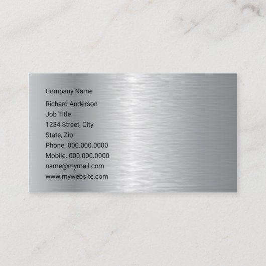 Professional Metal Elegant Modern Silver Black Visitekaartje (Achterkant)