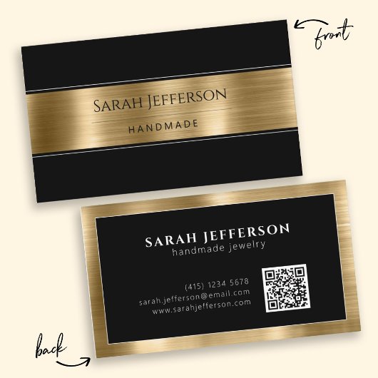 Professional Metallic Gold Black Eenvoudige elegan Visitekaartje